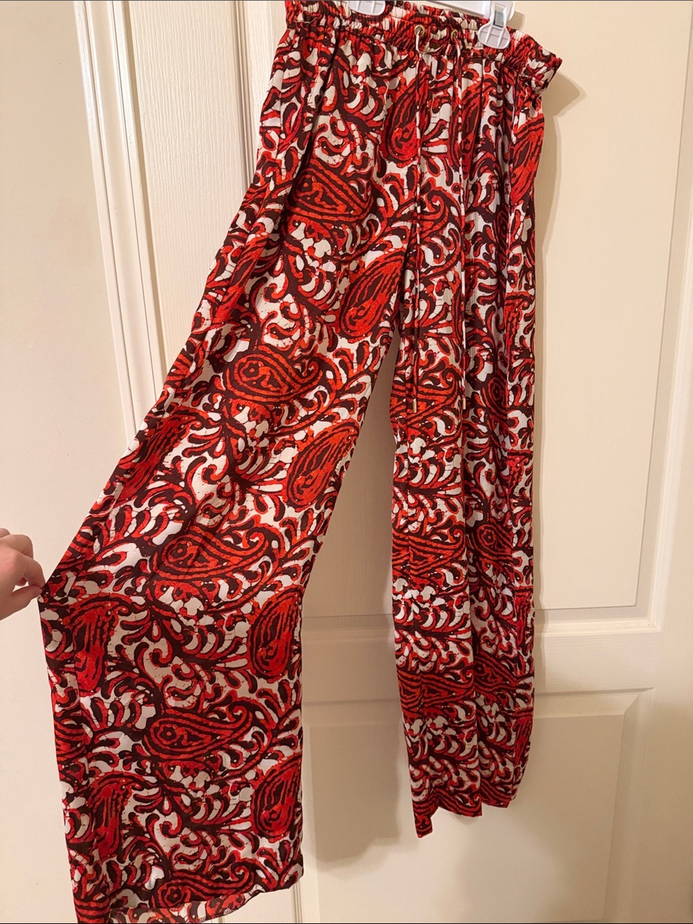 MICHAEL Michael Kors Red Paisley Wide-Leg Pants